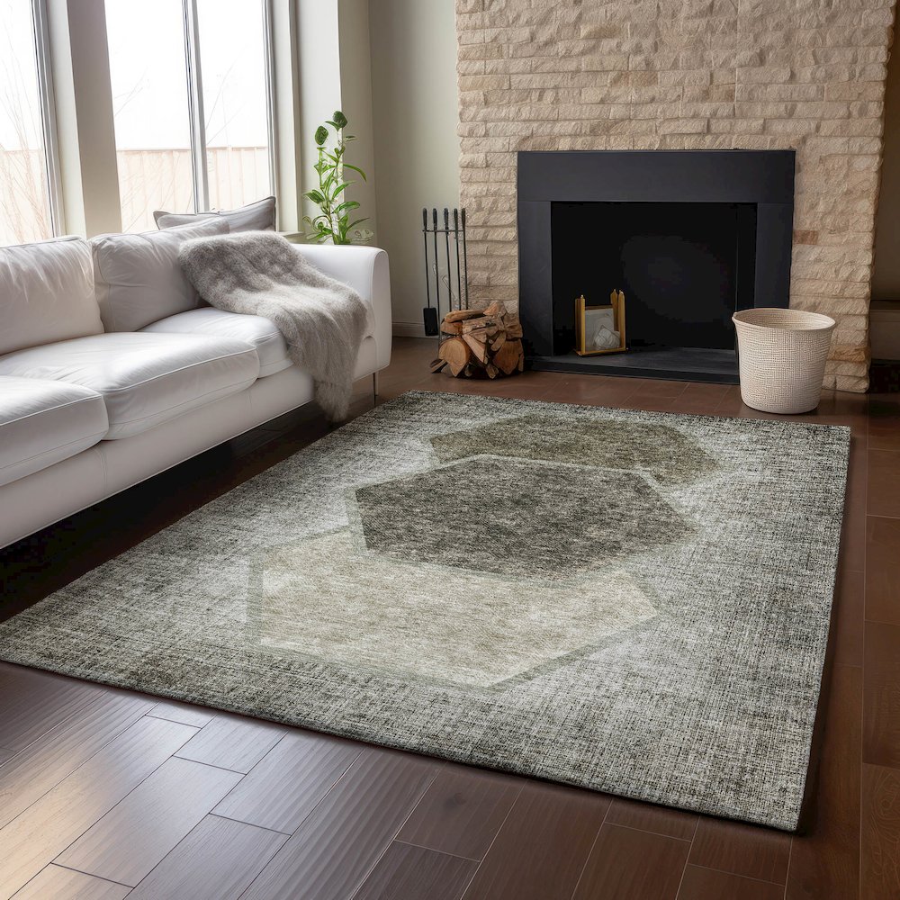 Premium Machine Washable Mayfield AMF679 Taupe 3' x 5' Rug. Picture 6