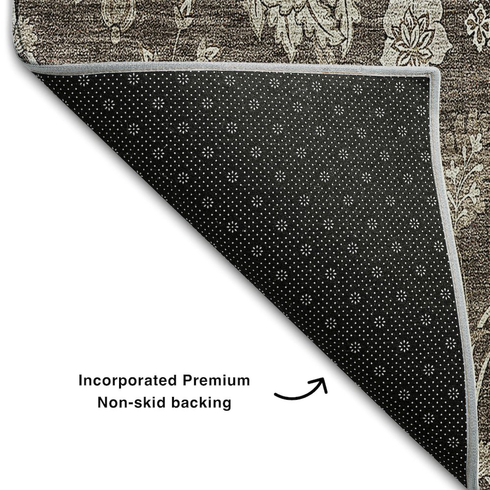 Premium Machine Washable Mayfield AMF680 Chocolate 2'3" x 7'6" Runner Rug. Picture 2
