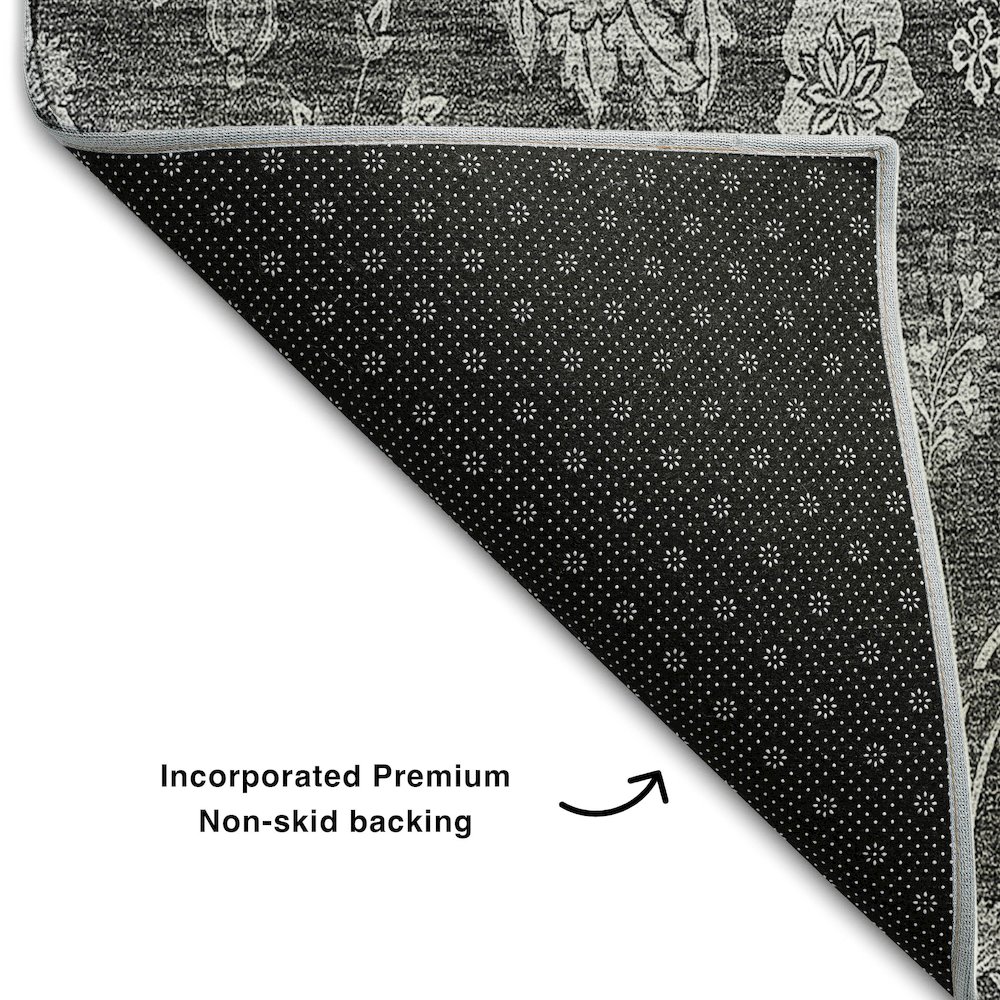Premium Machine Washable Mayfield AMF680 Gray 2'3" x 7'6" Runner Rug. Picture 2