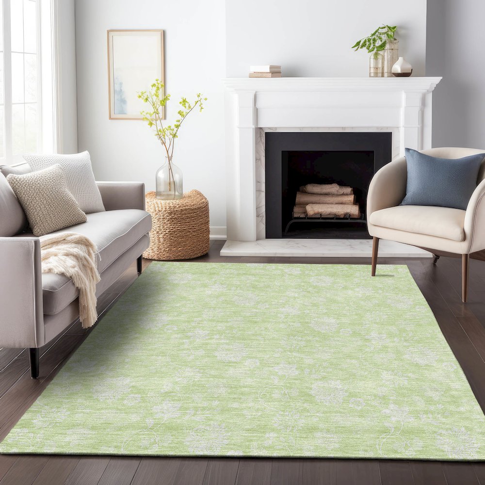 Premium Machine Washable Mayfield AMF681 Aloe 3' x 5' Rug. Picture 5