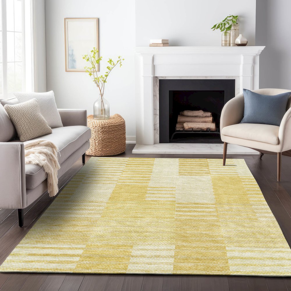 Premium Machine Washable Mayfield AMF686 Honey 3' x 5' Rug. Picture 5