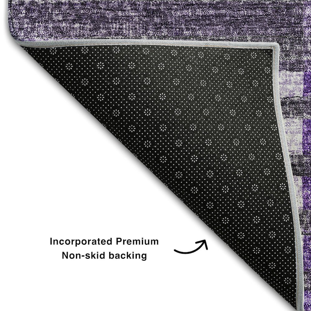 Premium Machine Washable Mayfield AMF687 Purple 2'3" x 7'6" Runner Rug. Picture 2