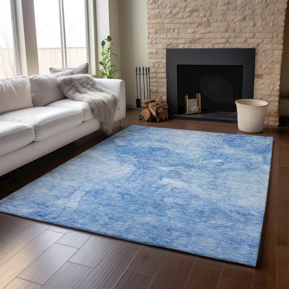 Premium Machine Washable Mayfield AMF688 Blue 3' x 5' Rug. Picture 6