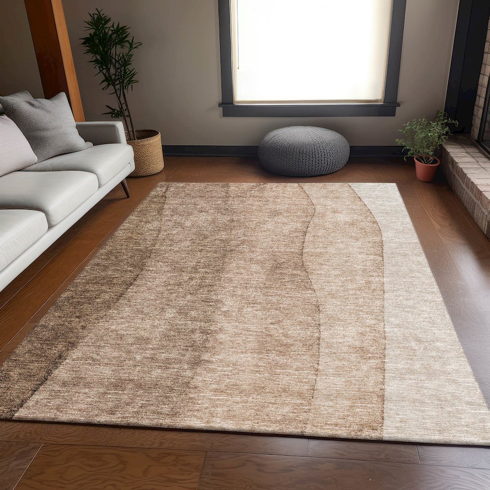 Premium Machine Washable Mayfield AMF690 Brown 3' x 5' Rug. Picture 5