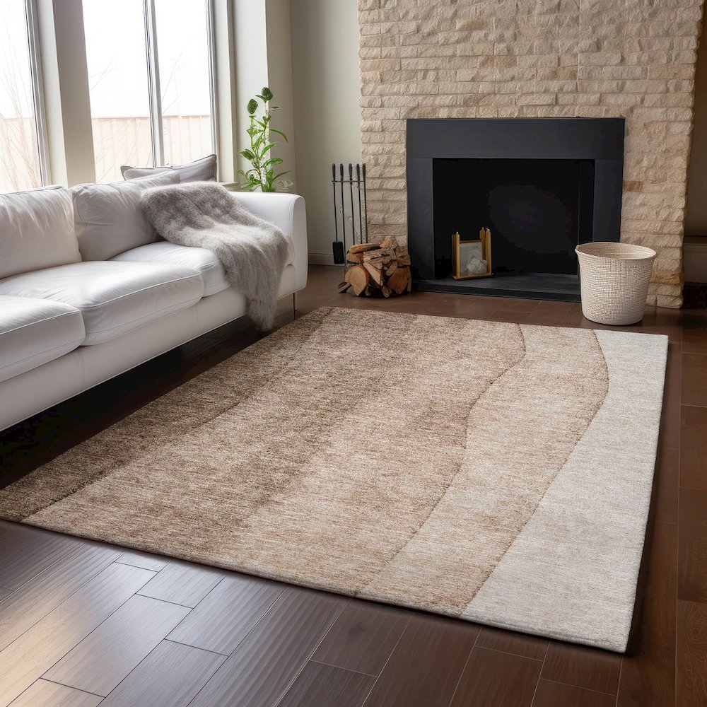 Premium Machine Washable Mayfield AMF690 Brown 3' x 5' Rug. Picture 6