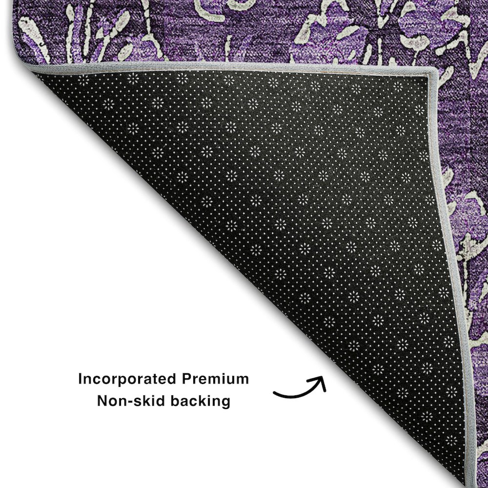 Premium Machine Washable Mayfield AMF692 Purple 2'3" x 7'6" Runner Rug. Picture 2