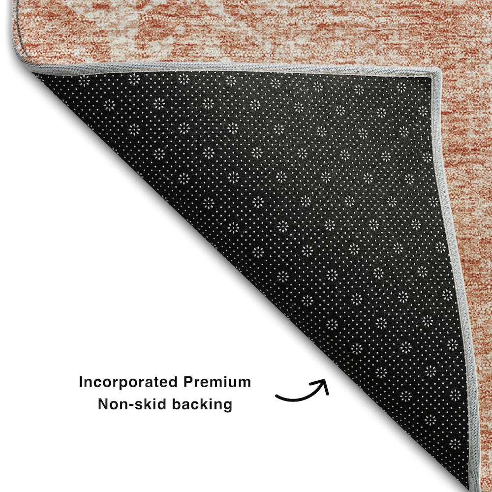 Premium Machine Washable Mayfield AMF694 Coral 2'3" x 7'6" Runner Rug. Picture 2
