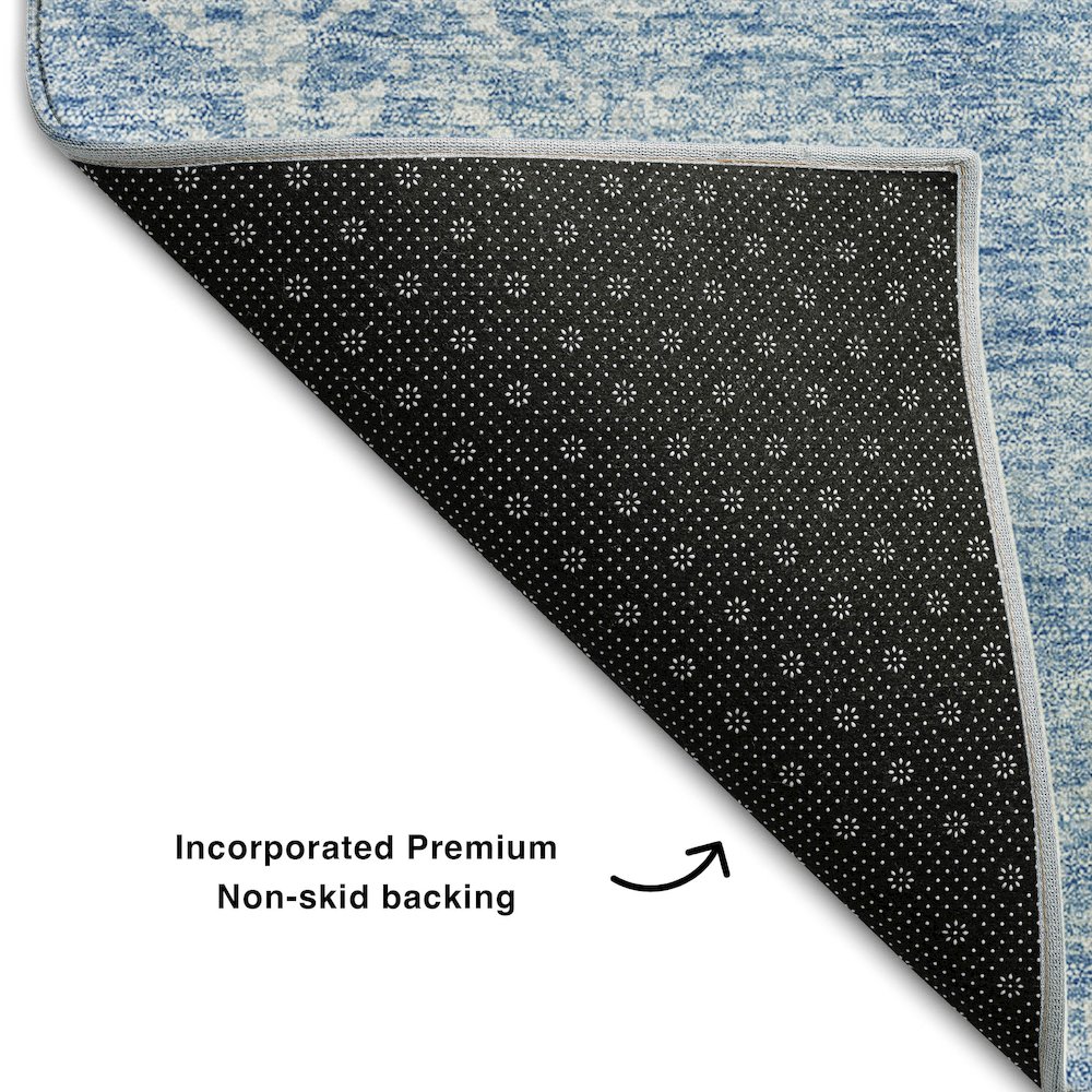 Premium Machine Washable Mayfield AMF694 Sky 2'3" x 7'6" Runner Rug. Picture 2