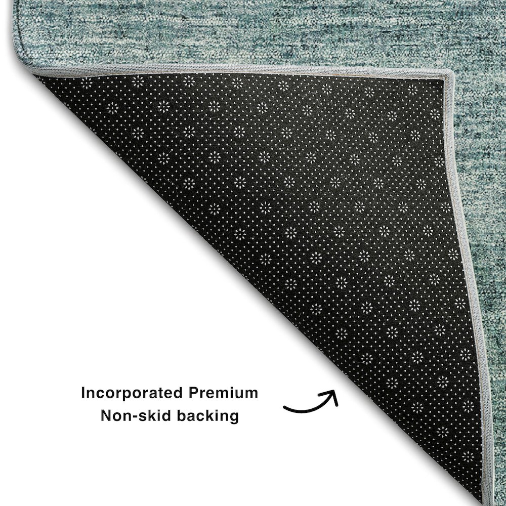 Premium Machine Washable Mayfield AMF696 Teal 2'3" x 7'6" Runner Rug. Picture 2