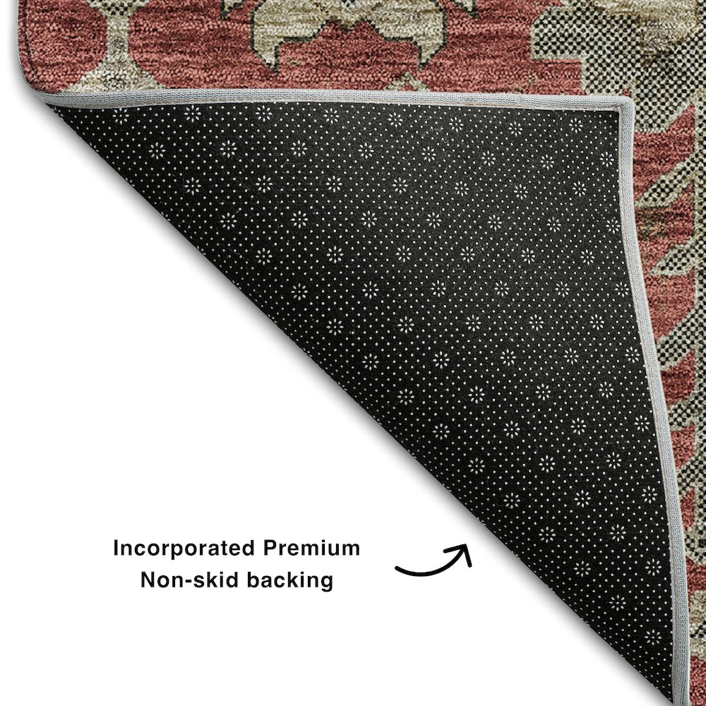 Premium Machine Washable Mayfield AMF697 Red 2'3" x 7'6" Runner Rug. Picture 2