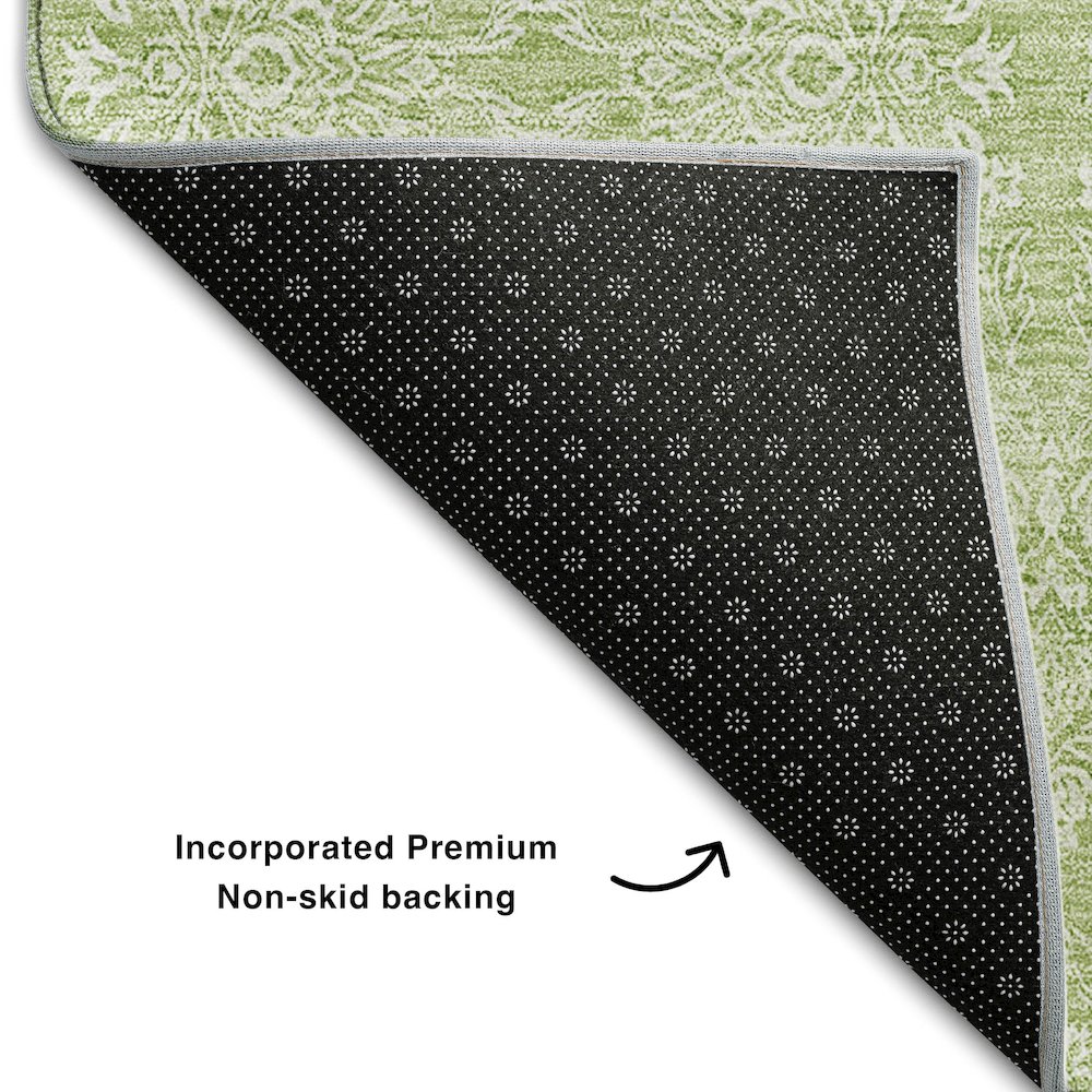 Premium Machine Washable Mayfield AMF703 Aloe 2'3" x 7'6" Runner Rug. Picture 2