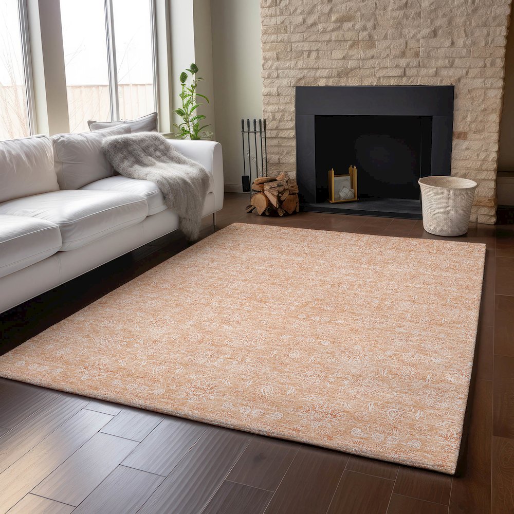 Premium Machine Washable Mayfield AMF703 Peach 3' x 5' Rug. Picture 6