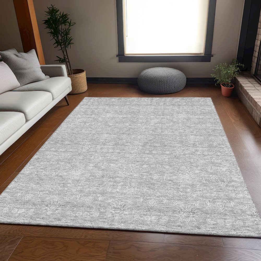 Premium Machine Washable Mayfield AMF703 Silver 3' x 5' Rug. Picture 5
