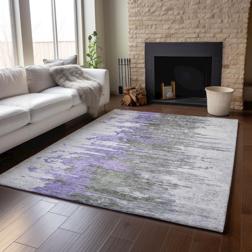 Premium Machine Washable Mayfield AMF704 Purple 3' x 5' Rug. Picture 6