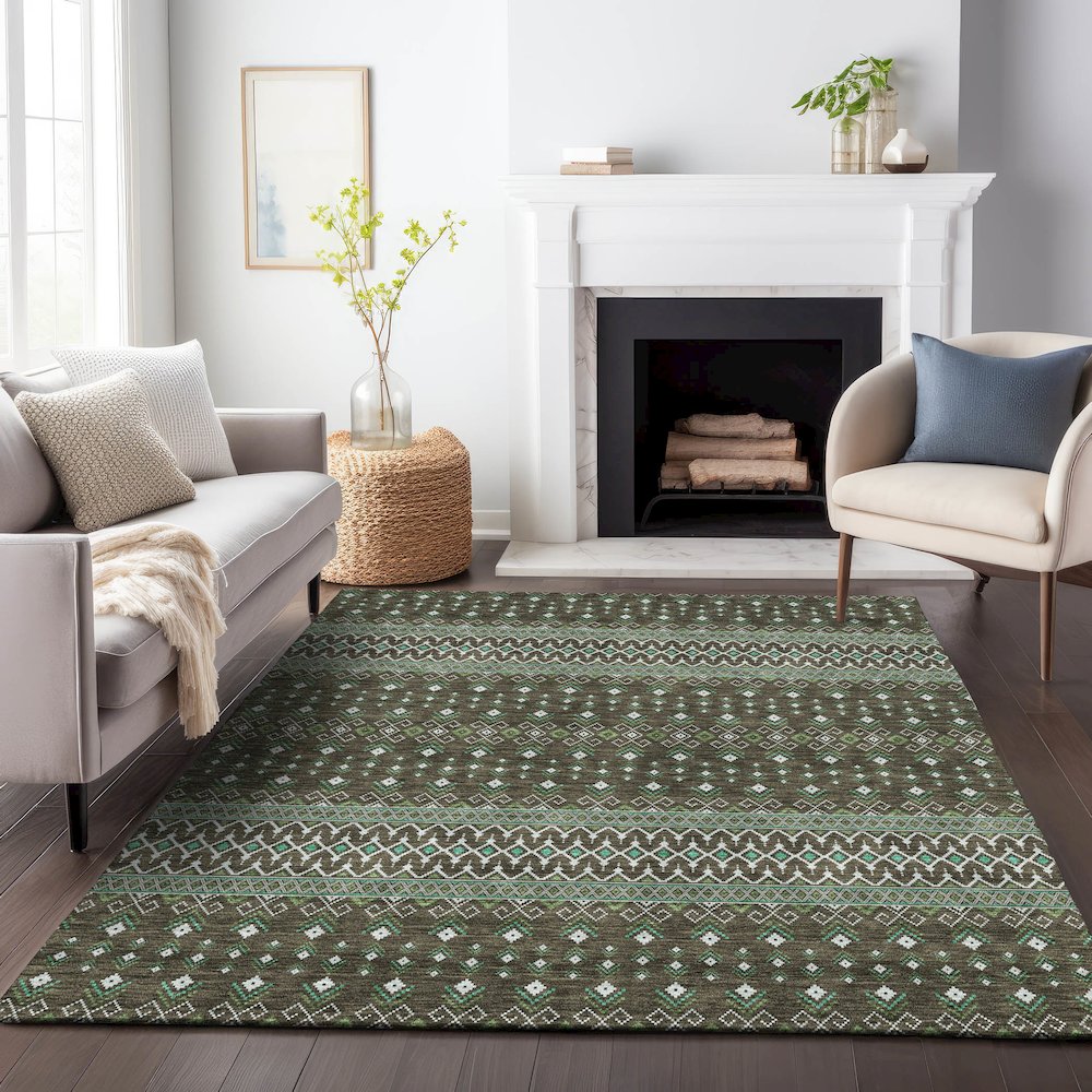 Premium Machine Washable Mayfield AMF708 Brown 3' x 5' Rug. Picture 5