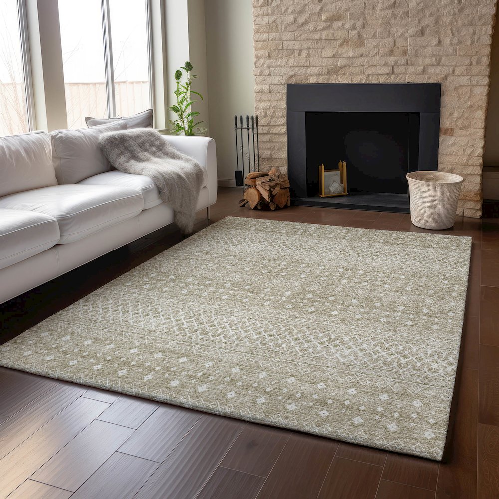 Premium Machine Washable Mayfield AMF709 Taupe 3' x 5' Rug. Picture 6