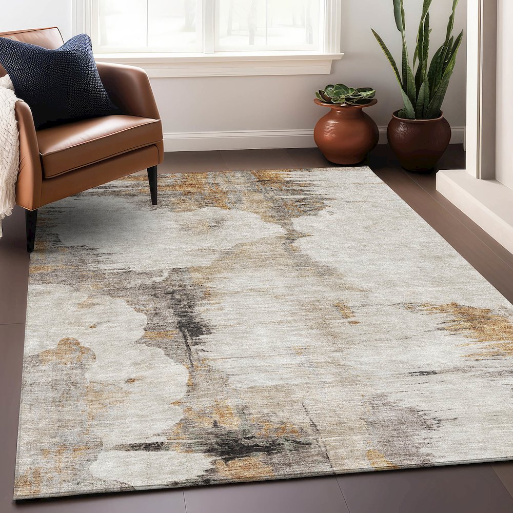 Premium Machine Washable Mayfield AMF710 Beige 3' x 5' Rug. Picture 6