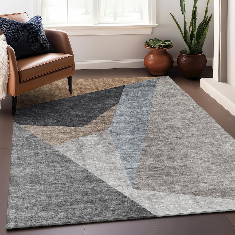Premium Machine Washable Mayfield AMF715 Taupe 3' x 5' Rug. Picture 6