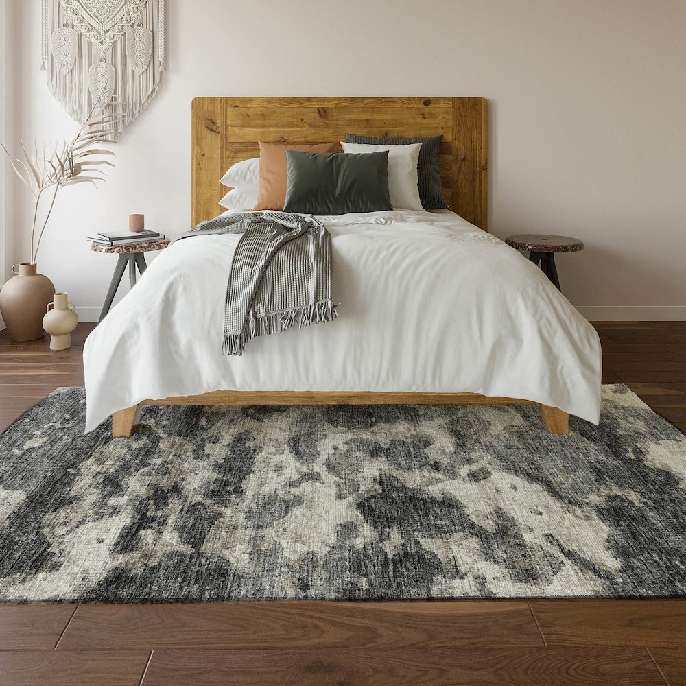 Premium Machine Washable Mayfield  Black 3' x 5' Rug. Picture 6