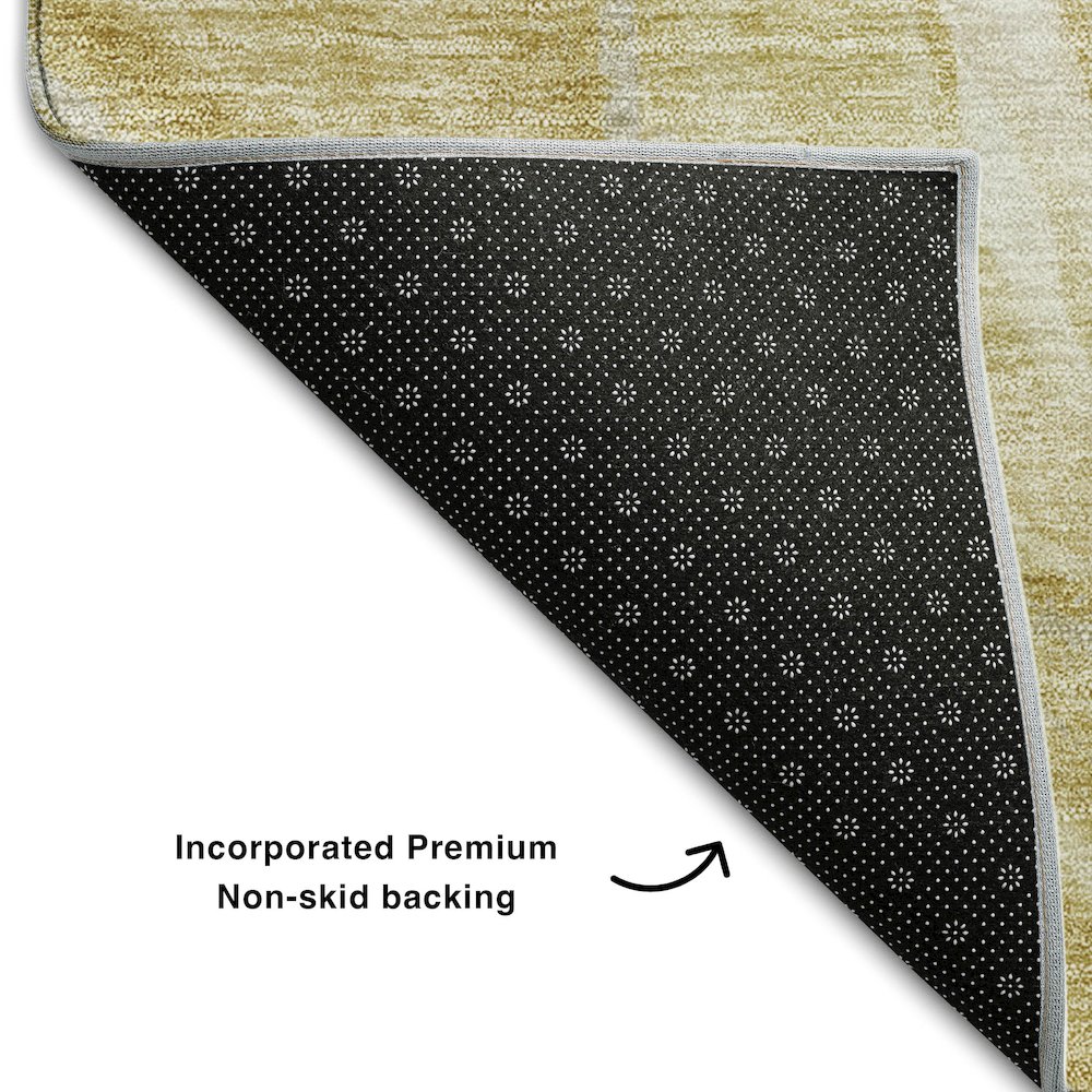 Premium Machine Washable Mayfield AMF720 Gold 2'3" x 7'6" Runner Rug. Picture 2