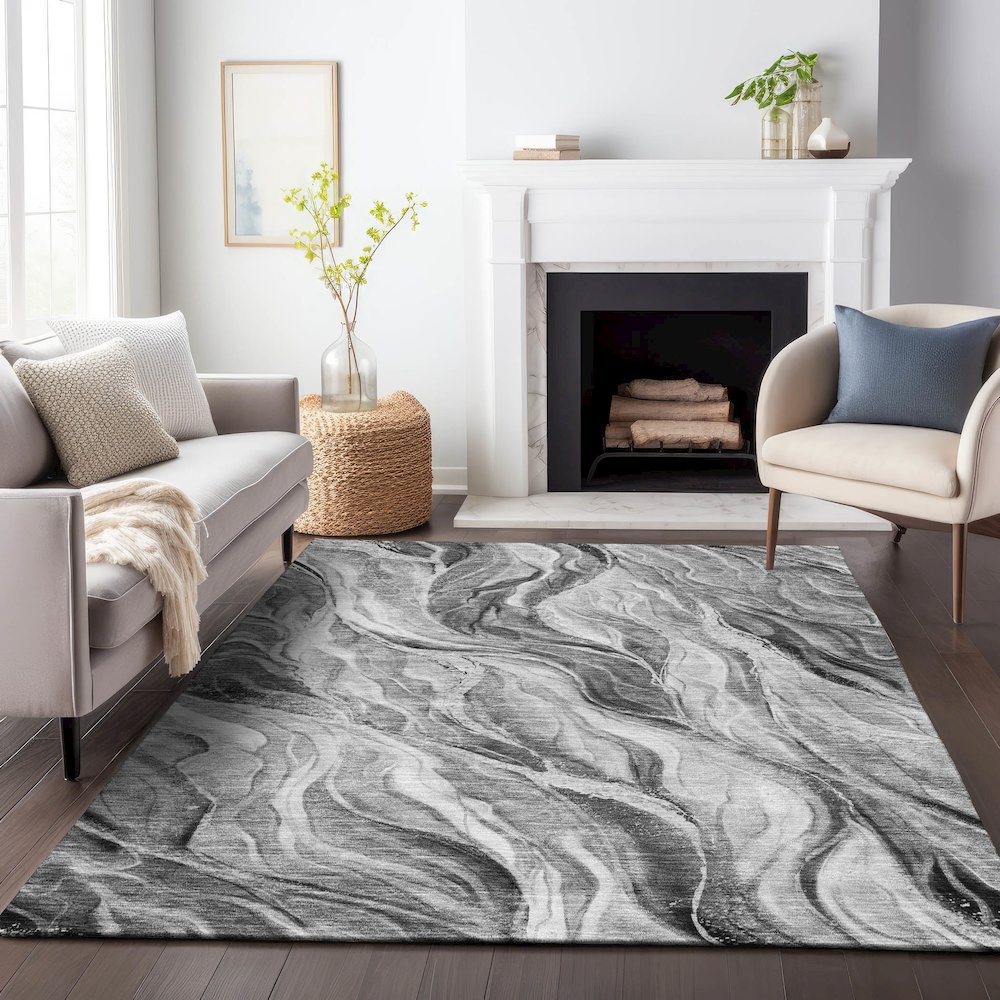 Premium Machine Washable Mayfield AMF720 Gray 3' x 5' Rug. Picture 5