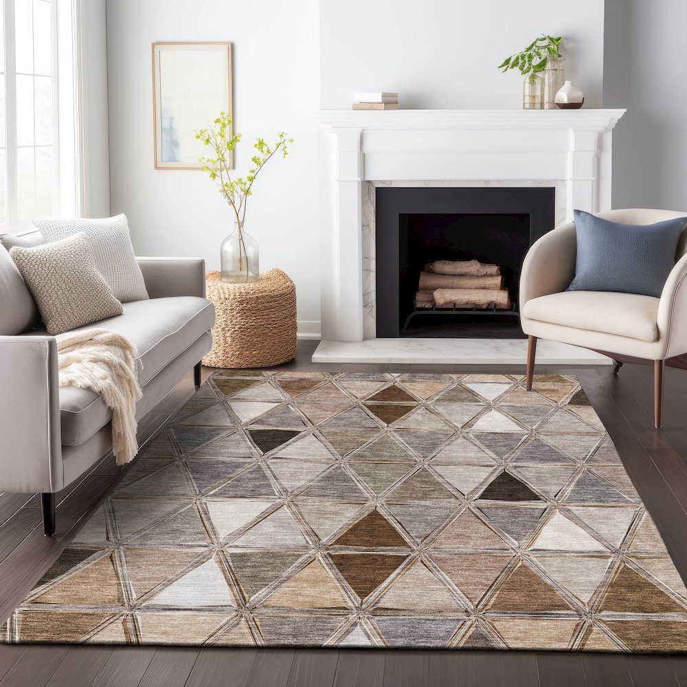 Premium Machine Washable Mayfield AMF722 Brown 3' x 5' Rug. Picture 5