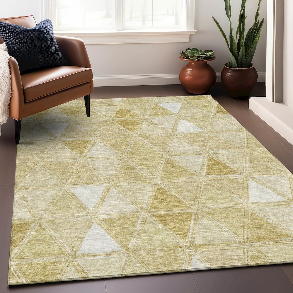 Premium Machine Washable Mayfield AMF722 Gold 3' x 5' Rug. Picture 6