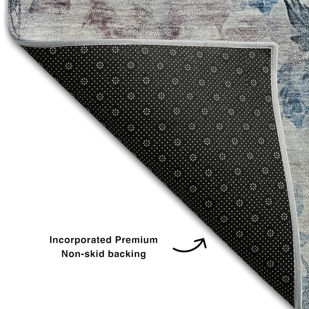 Premium Machine Washable Mayfield AMF724 Blue 2'3" x 7'6" Runner Rug. Picture 2
