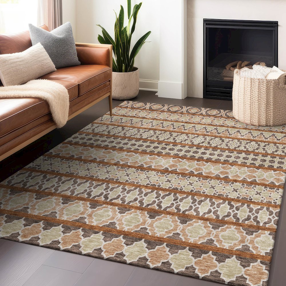 Premium Machine Washable Mayfield AMF726 Chocolate 3' x 5' Rug. Picture 6