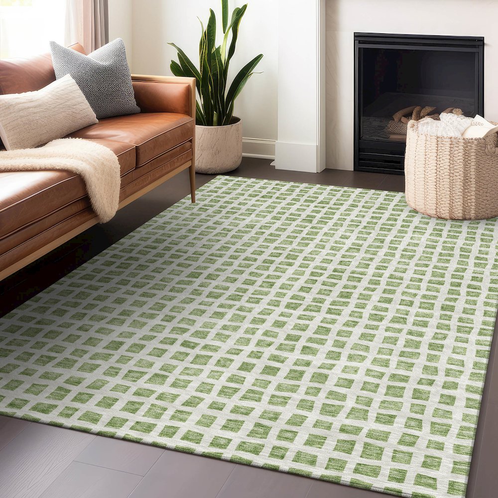 Premium Machine Washable Mayfield AMF727 Aloe 3' x 5' Rug. Picture 6