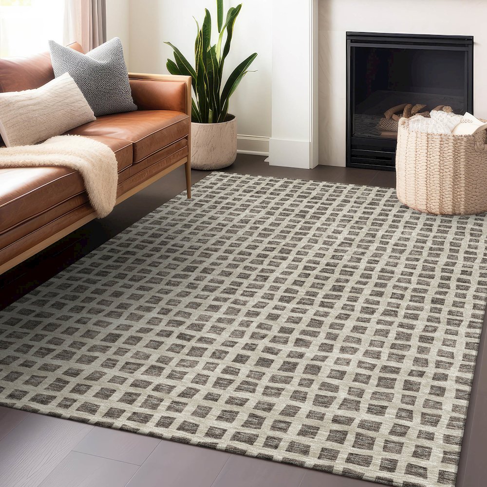 Premium Machine Washable Mayfield AMF727 Brown 3' x 5' Rug. Picture 6