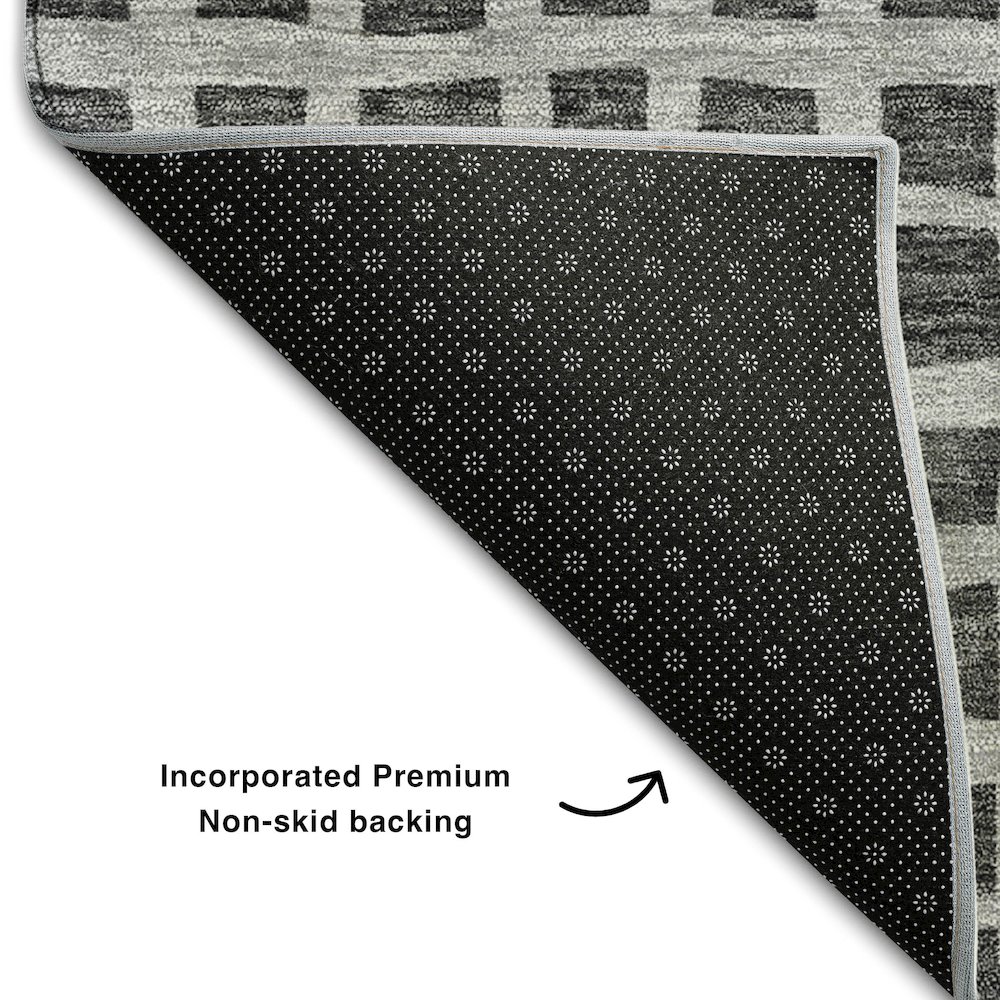 Premium Machine Washable Mayfield AMF727 Graphite 2'3" x 7'6" Runner Rug. Picture 2