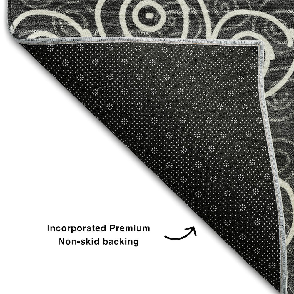 Premium Machine Washable Mayfield AMF728 Black 2'3" x 7'6" Runner Rug. Picture 2
