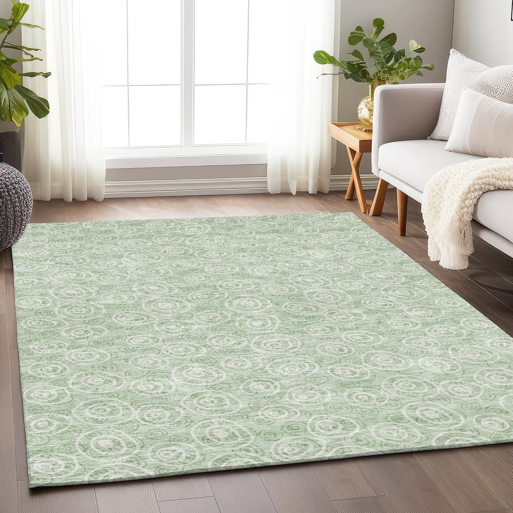 Premium Machine Washable Mayfield AMF728 Mint 3' x 5' Rug. Picture 5
