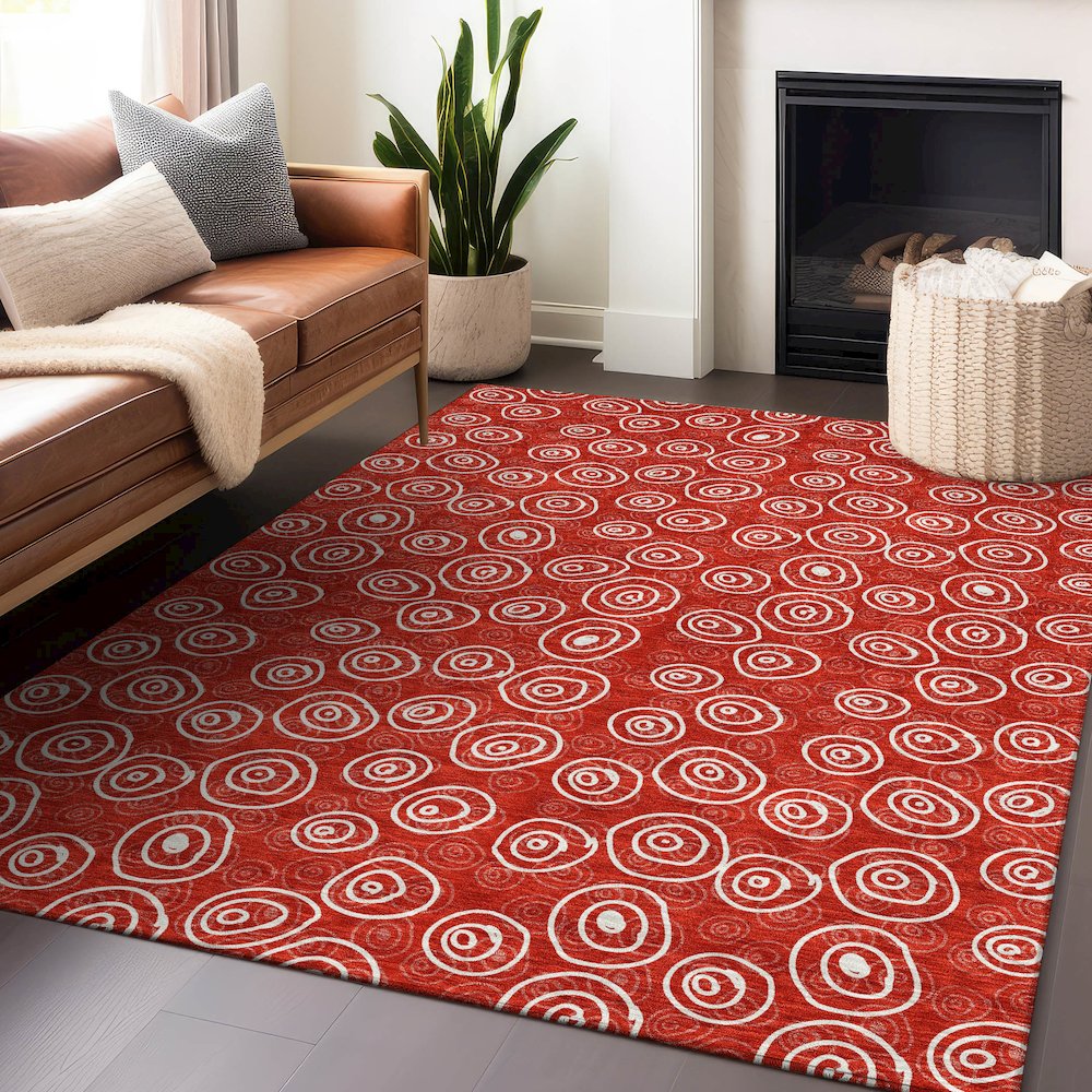 Premium Machine Washable Mayfield AMF728 Red 3' x 5' Rug. Picture 6