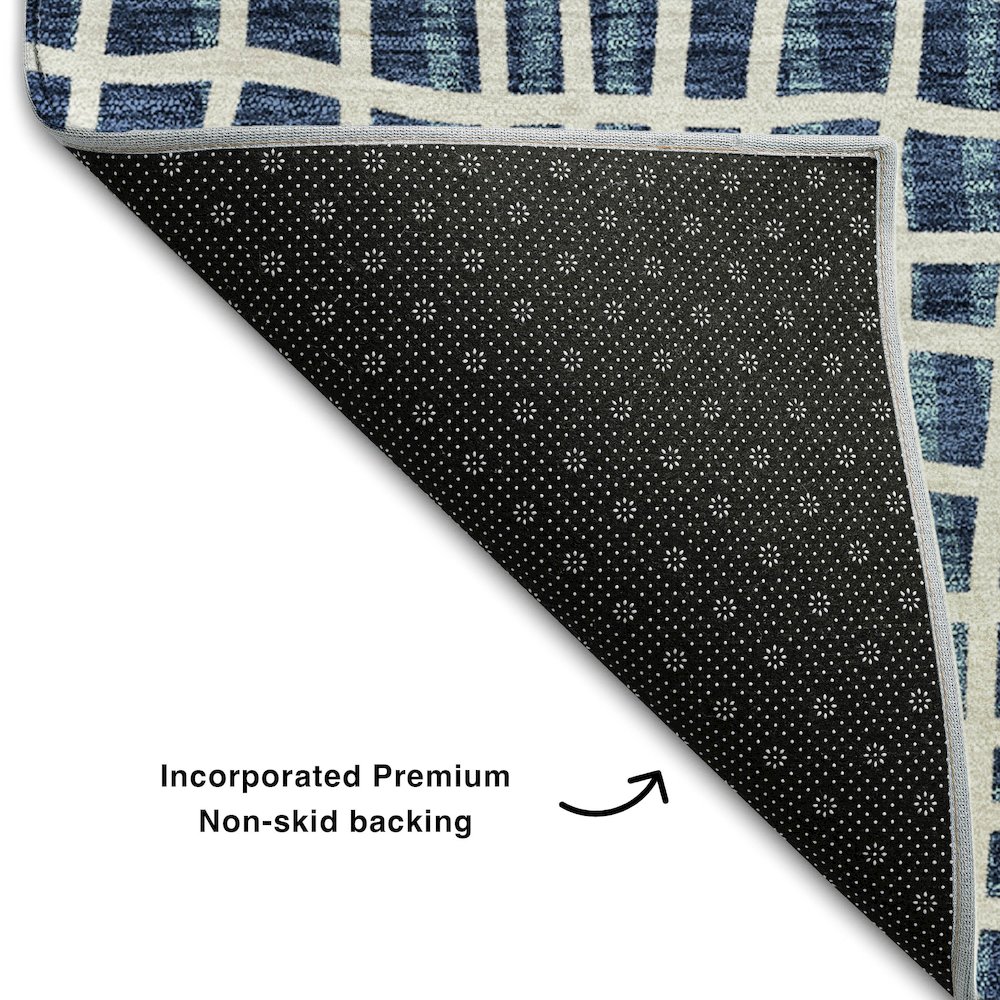 Premium Machine Washable Mayfield AMF729 Navy 2'3" x 7'6" Runner Rug. Picture 2