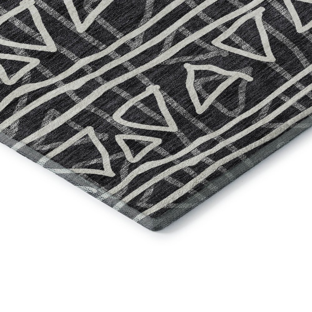 Premium Machine Washable Mayfield AMF730 Black 2'3" x 7'6" Runner Rug. Picture 3
