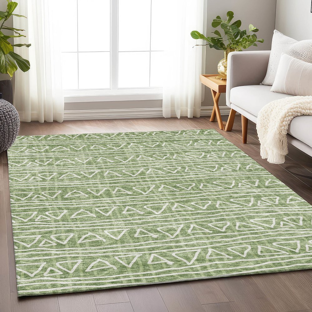 Premium Machine Washable Mayfield AMF730 Green 3' x 5' Rug. Picture 5