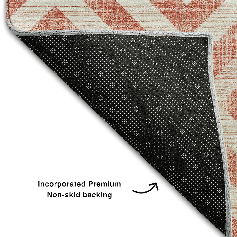 Premium Machine Washable Mayfield AMF733 Salmon 2'3" x 7'6" Runner Rug. Picture 2