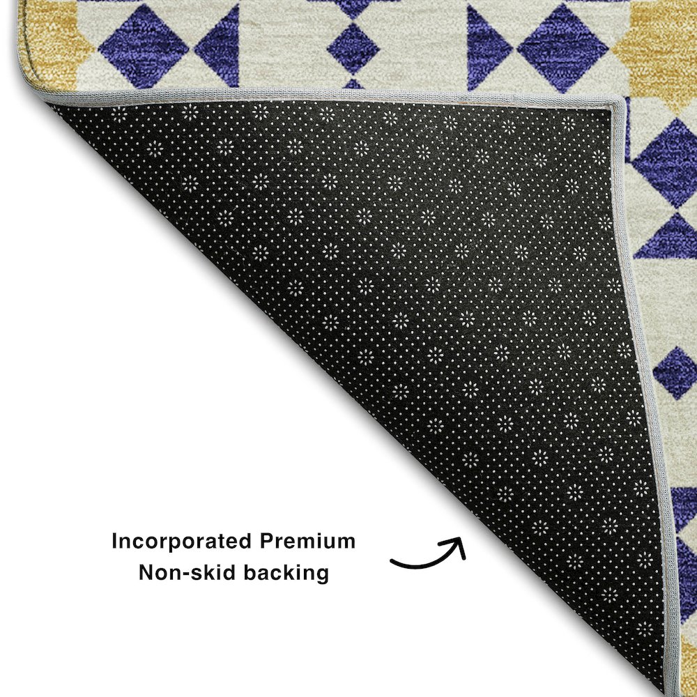 Premium Machine Washable Mayfield AMF734 Navy 2'3" x 7'6" Runner Rug. Picture 2