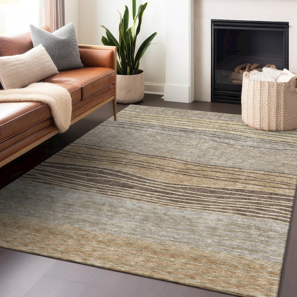 Premium Machine Washable Mayfield AMF735 Taupe 3' x 5' Rug. Picture 6