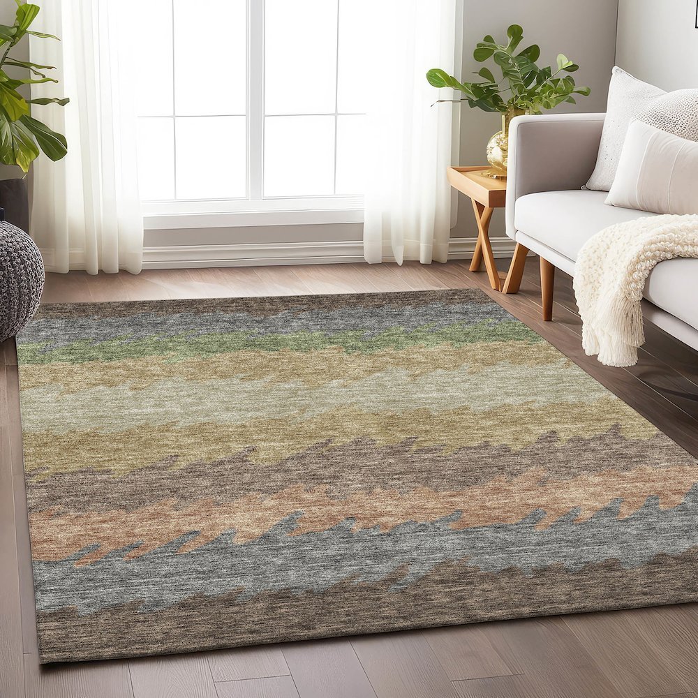 Premium Machine Washable Mayfield AMF736 Chocolate 3' x 5' Rug. Picture 5