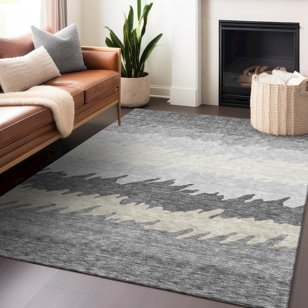 Premium Machine Washable Mayfield AMF736 Gray 3' x 5' Rug. Picture 6