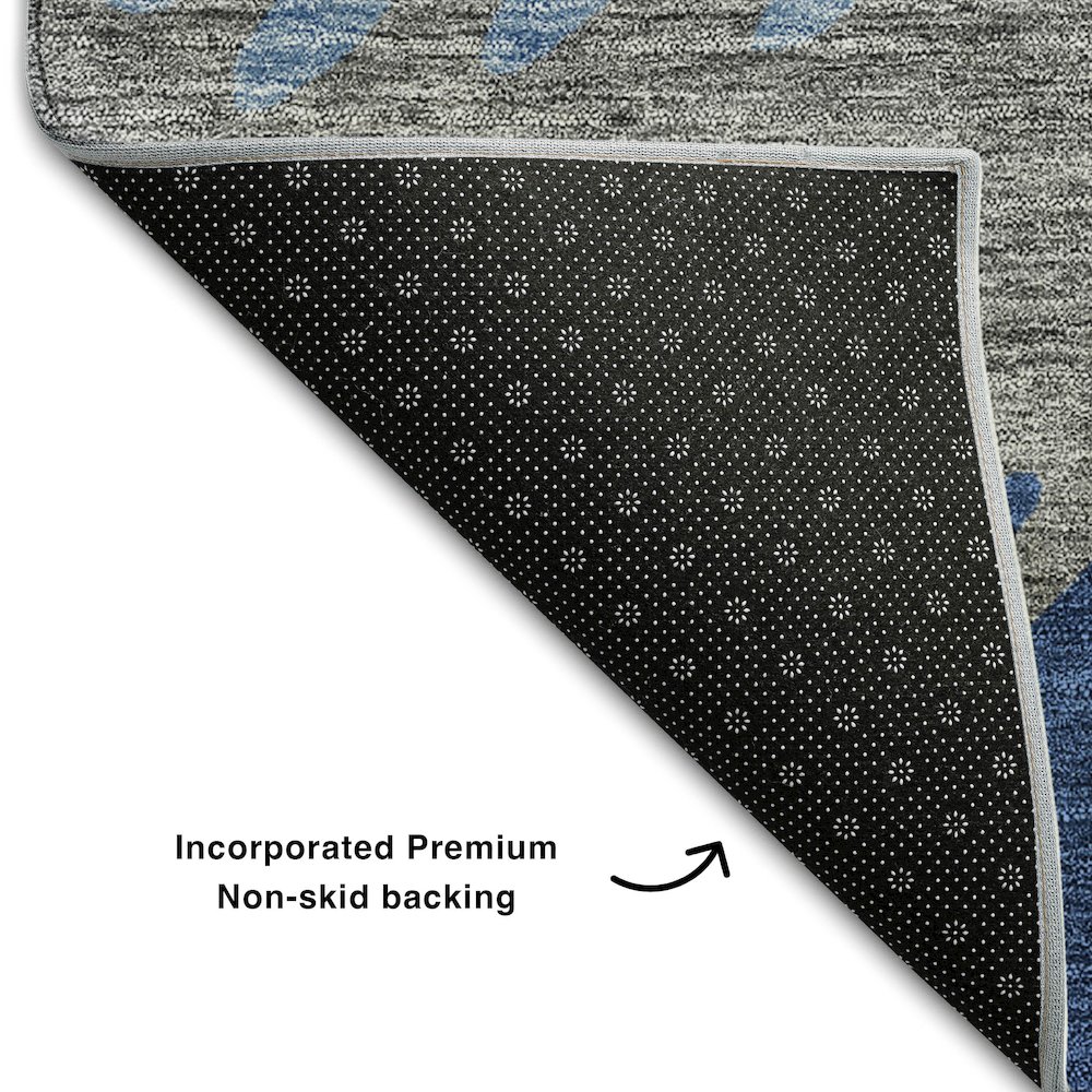 Premium Machine Washable Mayfield AMF736 Navy 2'3" x 7'6" Runner Rug. Picture 2