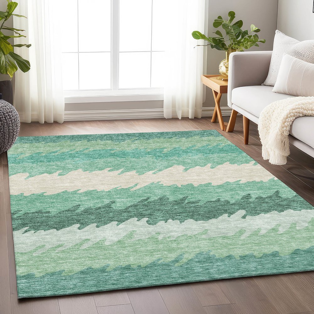 Premium Machine Washable Mayfield AMF736 Sage 3' x 5' Rug. Picture 5