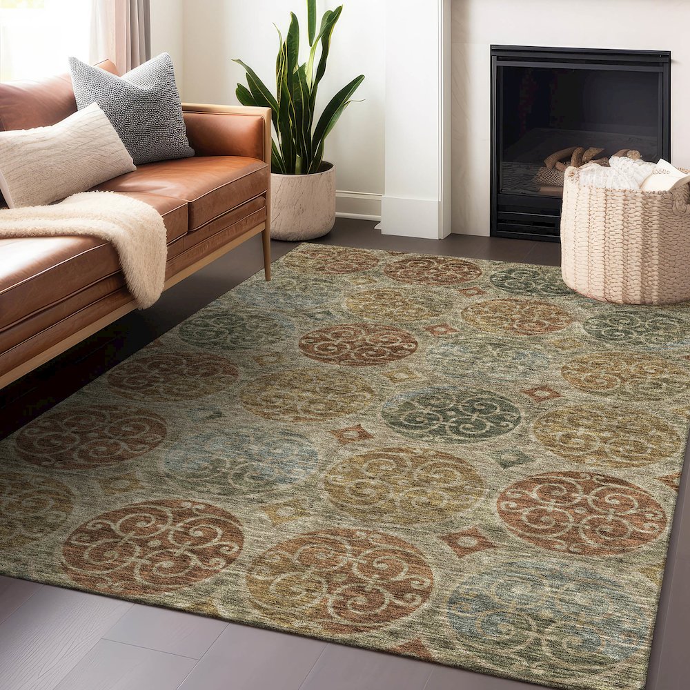 Premium Machine Washable Mayfield AMF738 Taupe 3' x 5' Rug. Picture 6