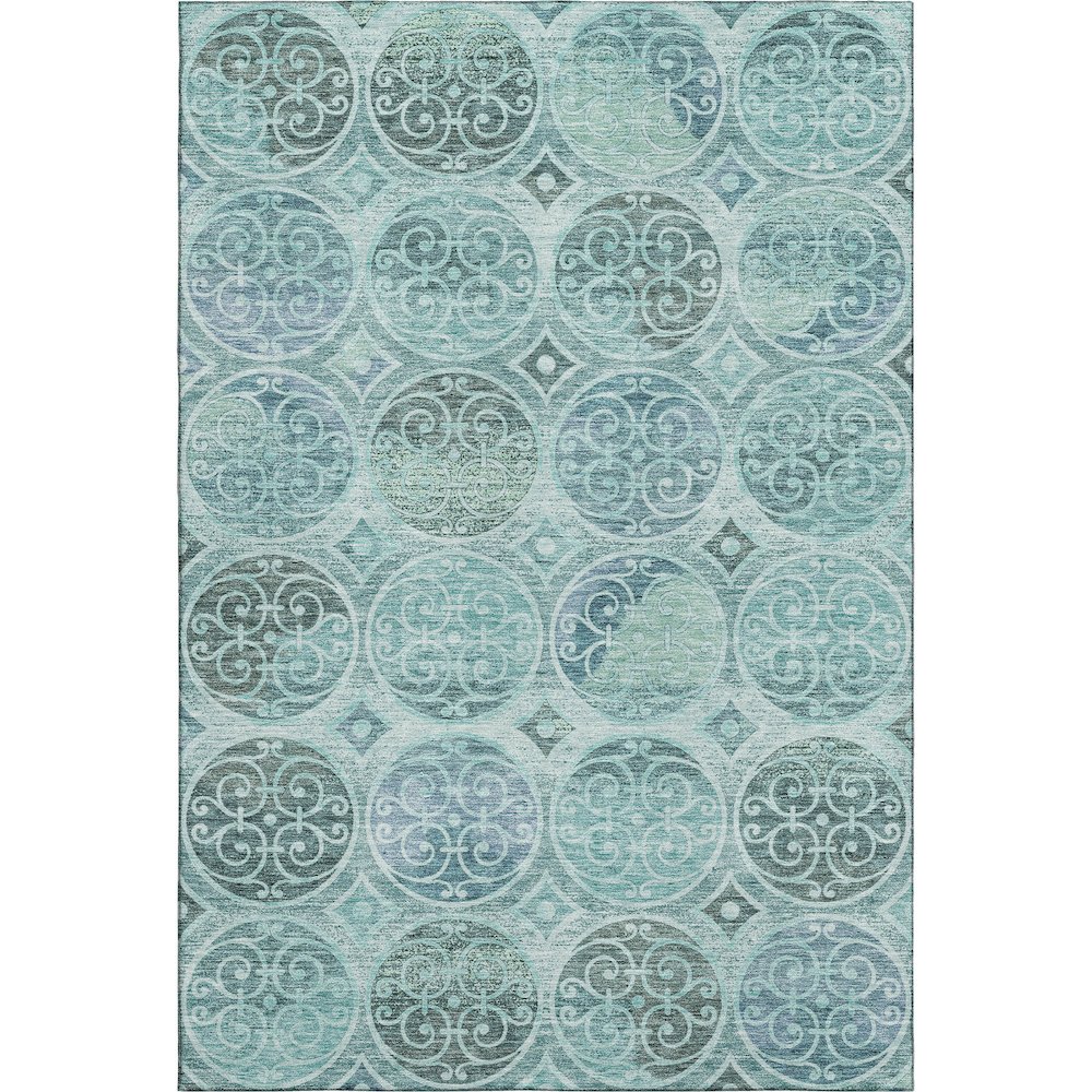 Premium Machine Washable Mayfield AMF738 Teal 3' x 5' Rug. Picture 1