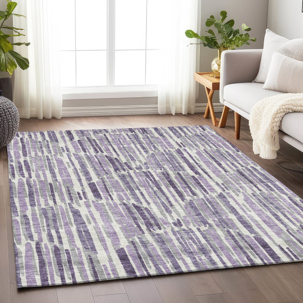 Premium Machine Washable Mayfield AMF739 Purple 3' x 5' Rug. Picture 5