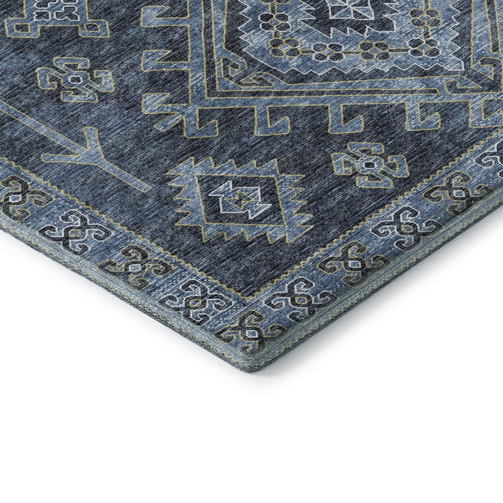 Premium Machine Washable Mayfield  Blue 2'3" x 7'6" Runner Rug. Picture 3