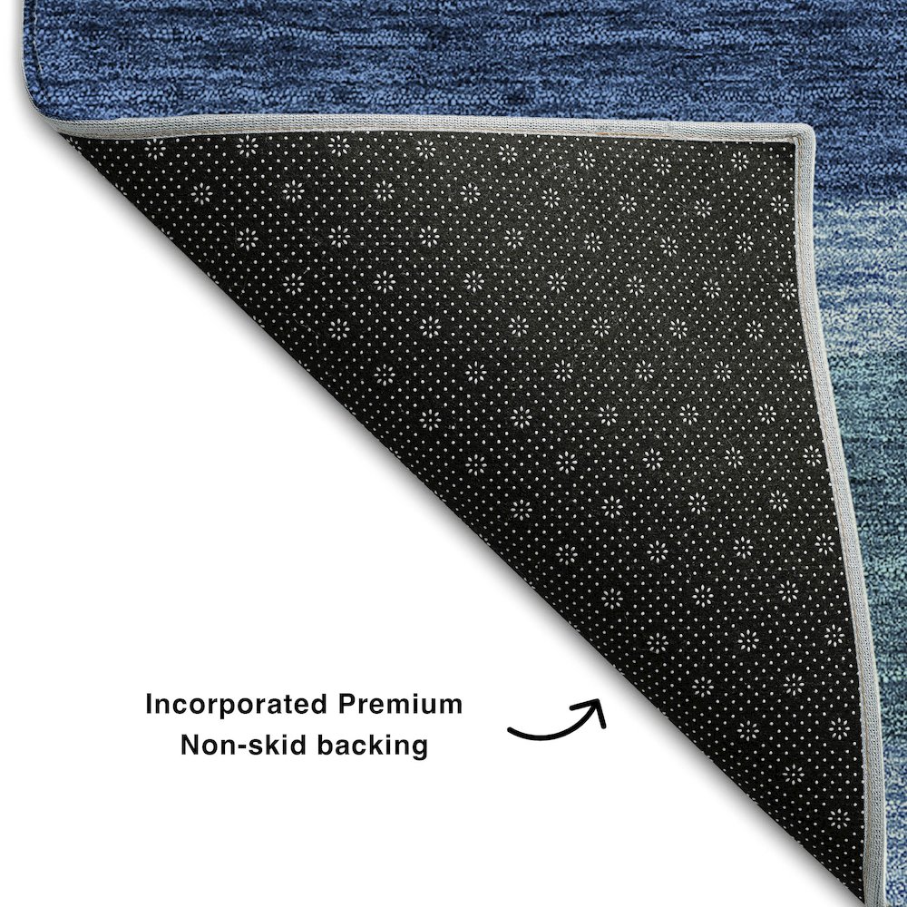 Premium Machine Washable Mayfield AMF740 Blue 2'3" x 7'6" Runner Rug. Picture 2